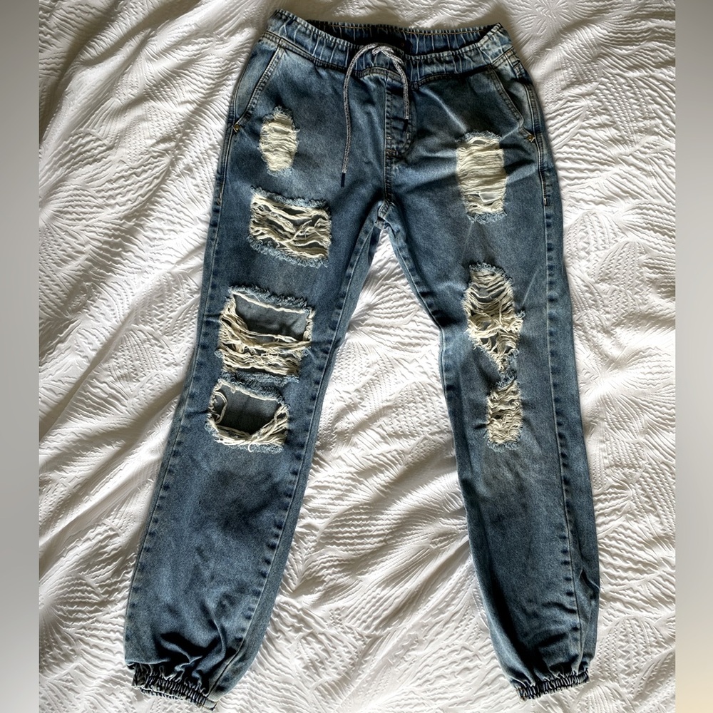 Brazil blue steel ripped baggy jeans